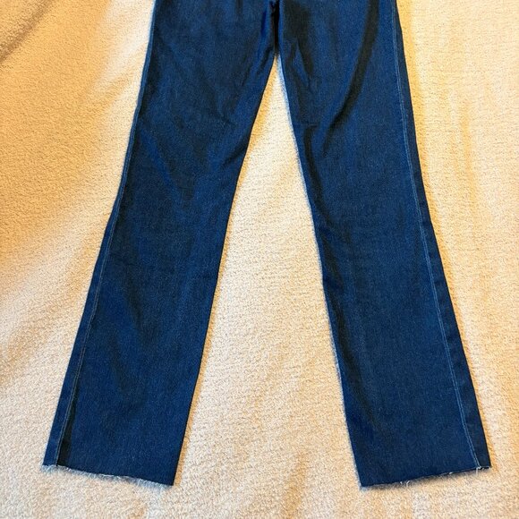 PAIGE Cindy Straight Leg Jean in Promise Dark Wash Raw Hem Ankle Size 25 - Picture 4 of 8